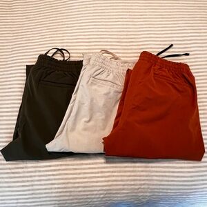 Set of 3 Outdoor Voices Rectrek Jogger Pants - Olive green, white and brown - S